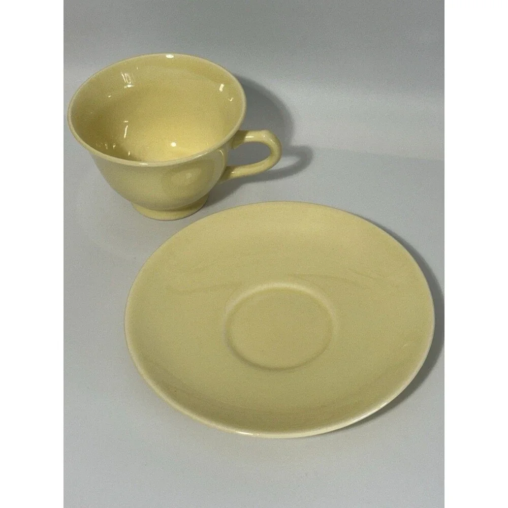 VTG LuRay Pastels TS&T Footed Cup & Saucer Set - Pastel Yellow